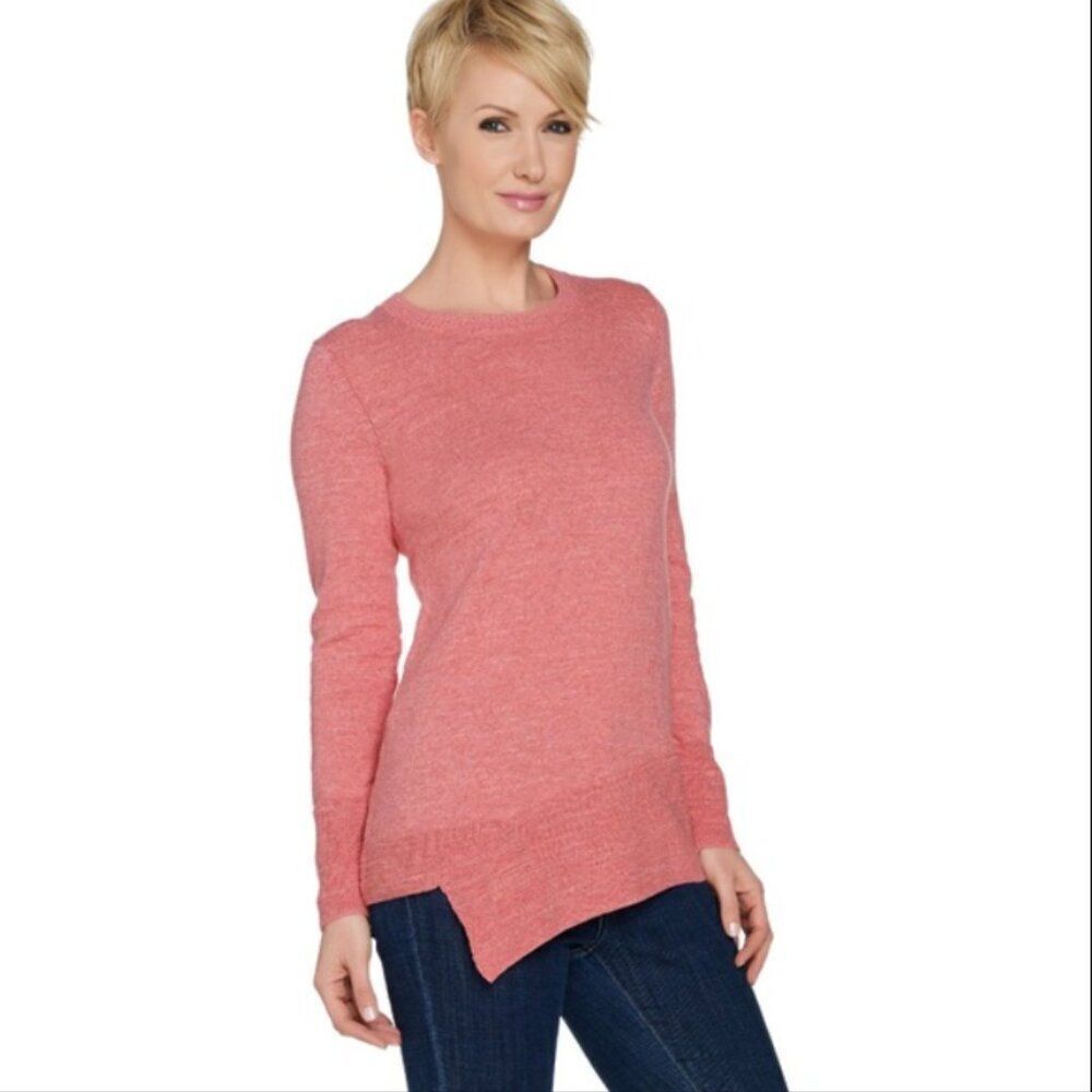 New Logo by Lori Goldstein Cotton Slub Knit Sweater w/ Angled Rib Hem | Size S